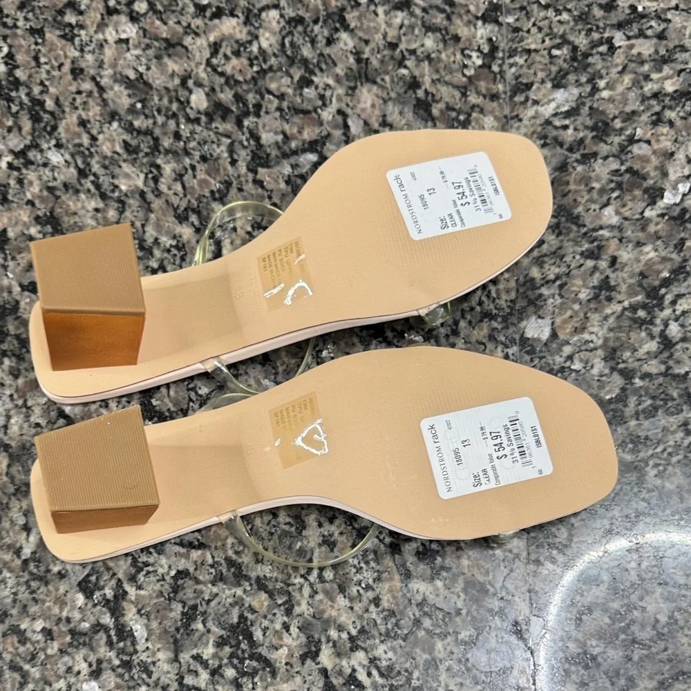 Steve Madden Clear and Nude Block Heel Sandals NWT 13